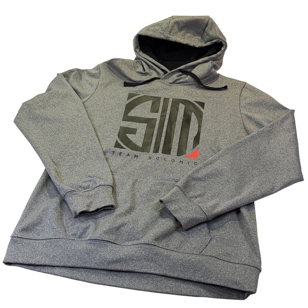 Team Solomid XL Gray and Black Heavy Pullover Hoodie 1099B8